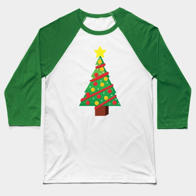 Cute Christmas Tree Baseball T-Shirt by Ikigai Designs